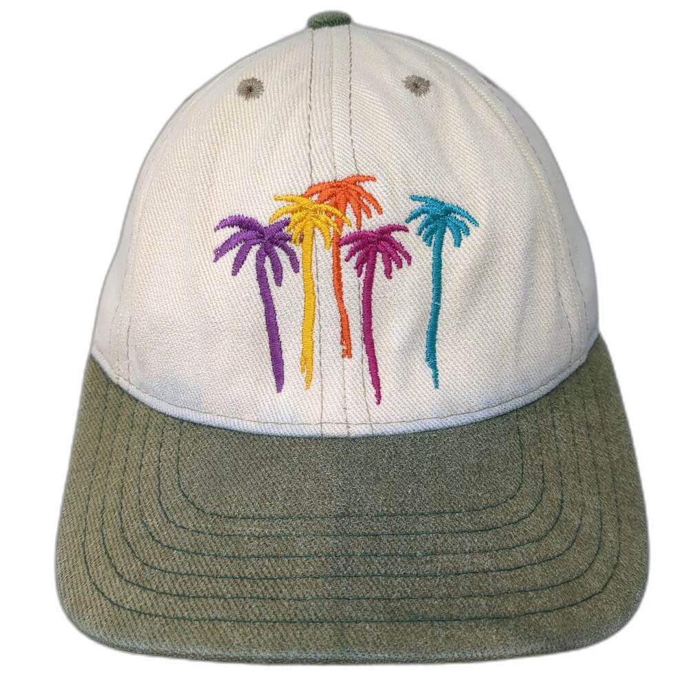 Mirage Casino Snapback Hat Beige Green OS Embroidered Palm Trees Made in USA